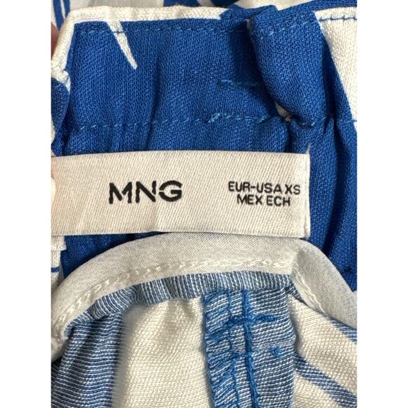 MANGO Tropical Print Flowy Wide Leg Trousers Blue and White Size XS - Picture 6 of 14